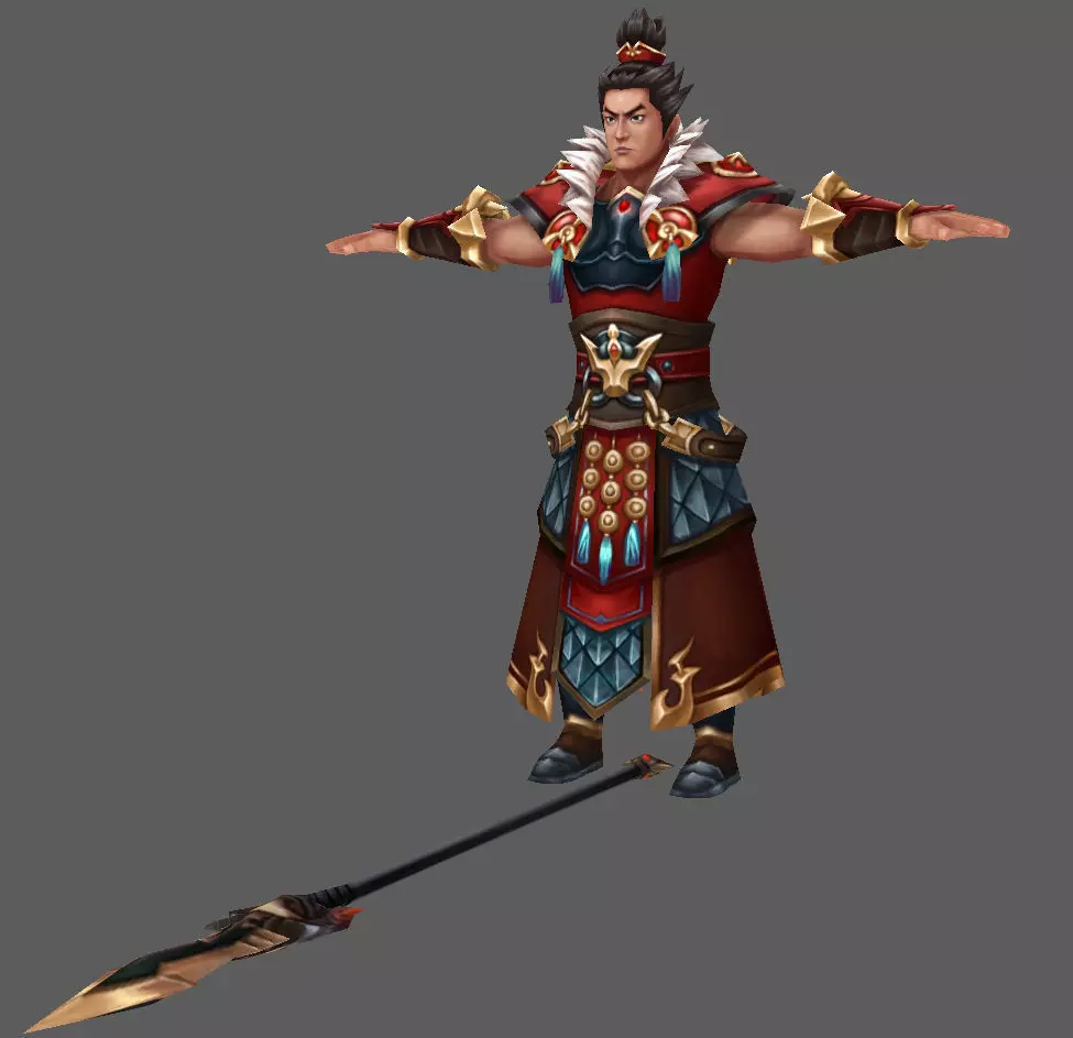 Character game three kingdom Low-poly 3D model_0