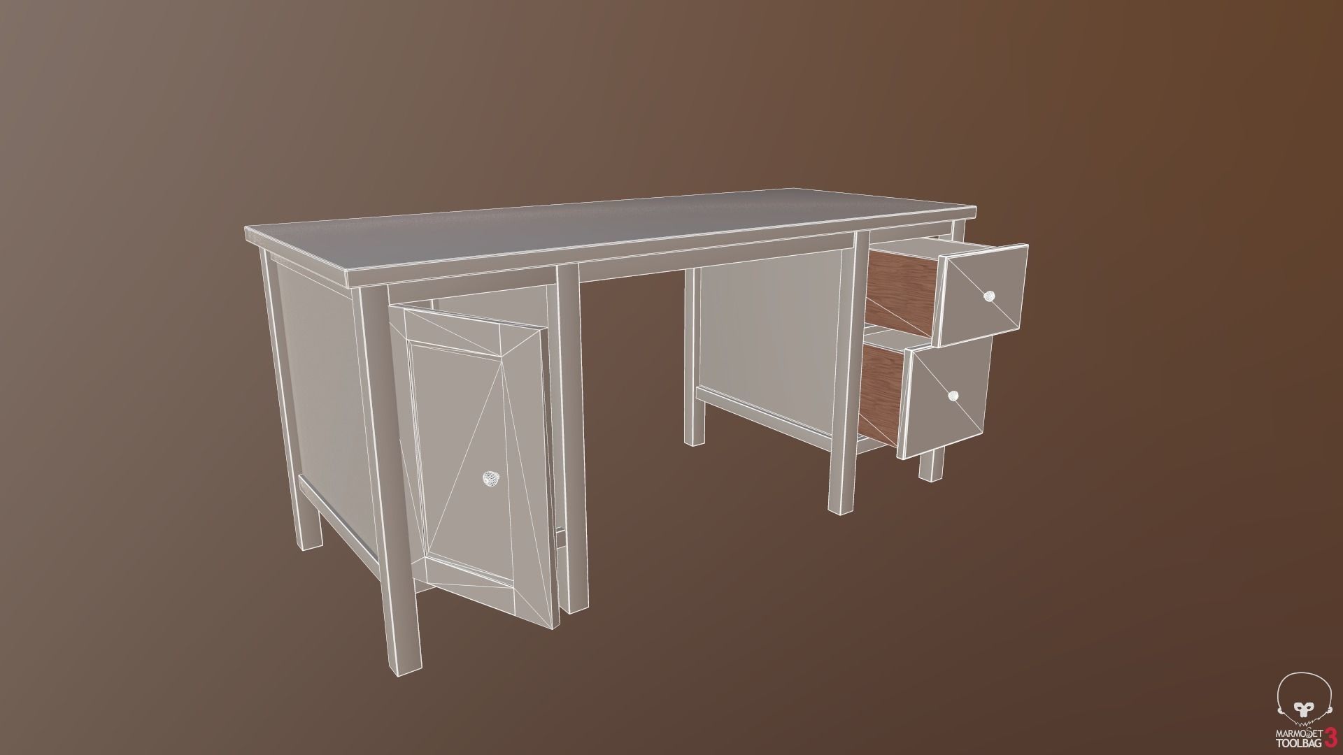 Hemnes Work Desk 3D model_4