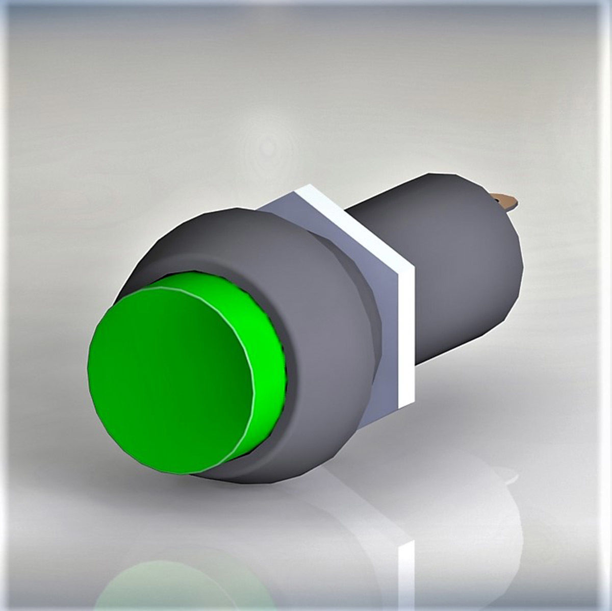 Button switch green 3D model_4
