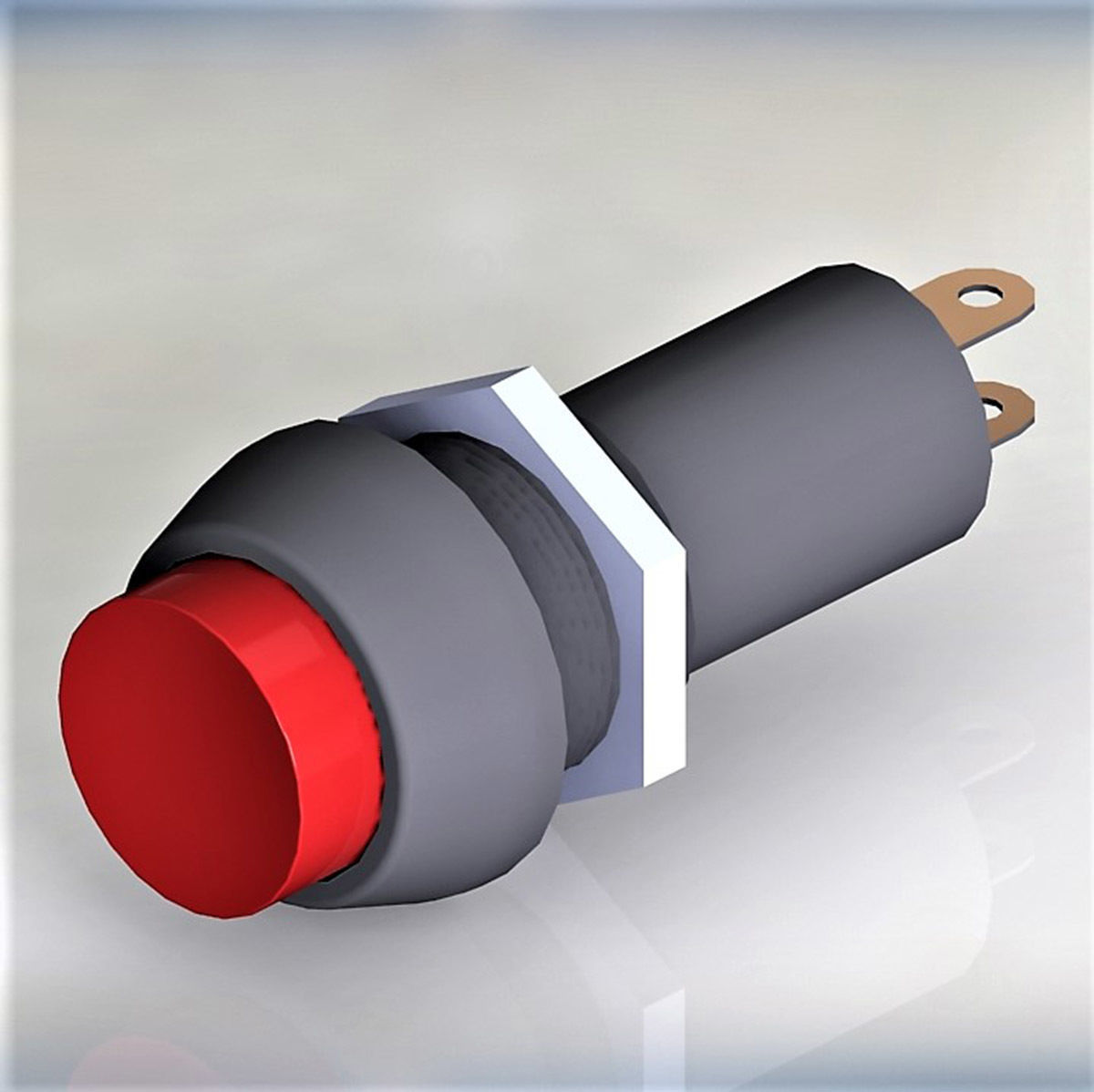 Button switch red 3D model_4