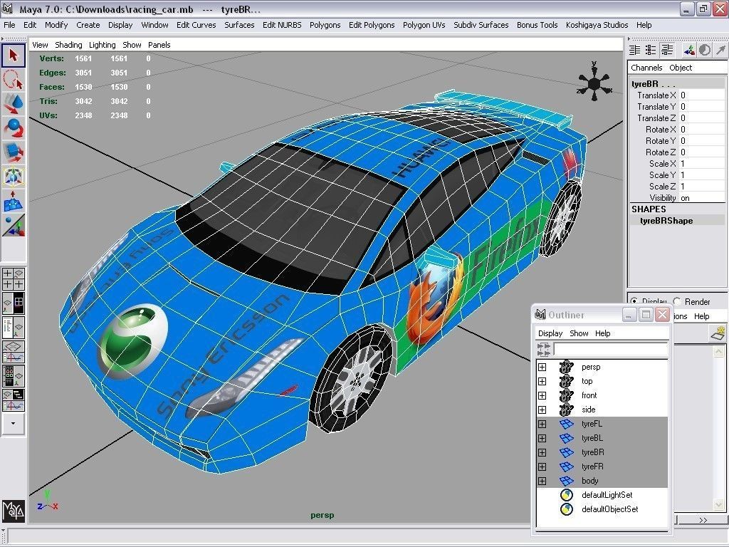 racing car Low-poly 3D model_7