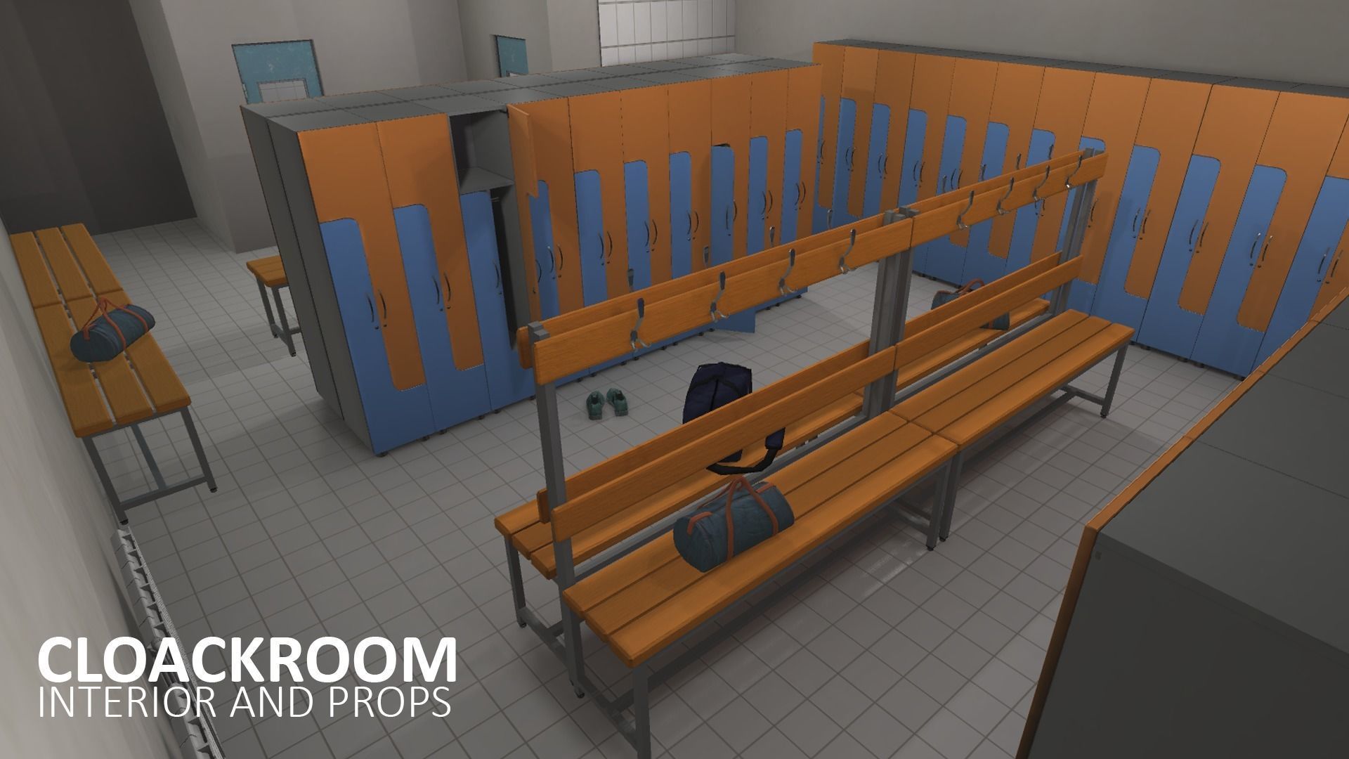 Cloackroom - interior and props Low-poly 3D model_16