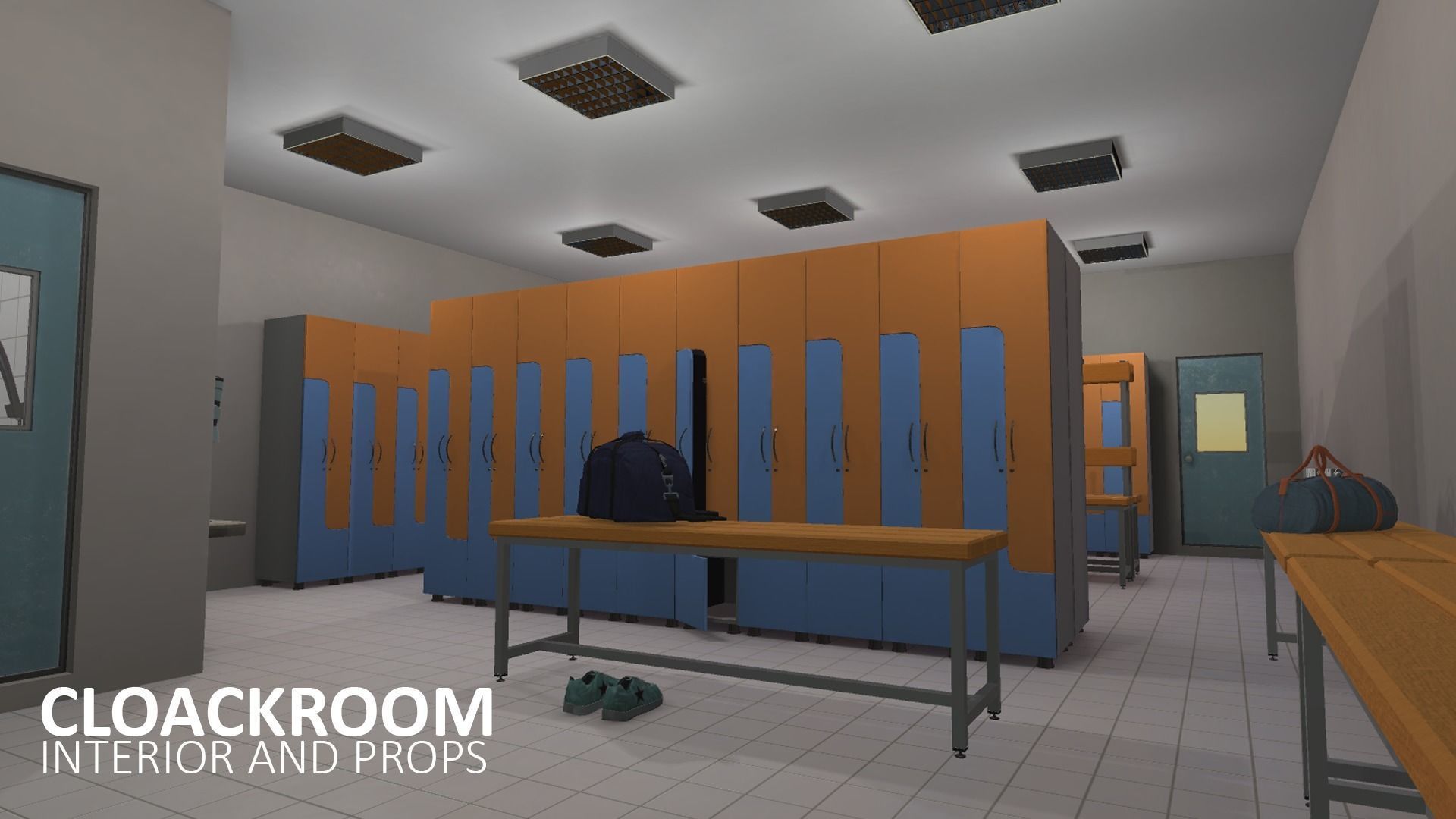 Cloackroom - interior and props Low-poly 3D model_18