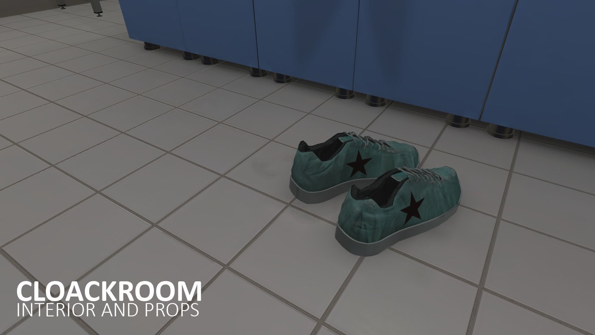 Cloackroom - interior and props Low-poly 3D model_13