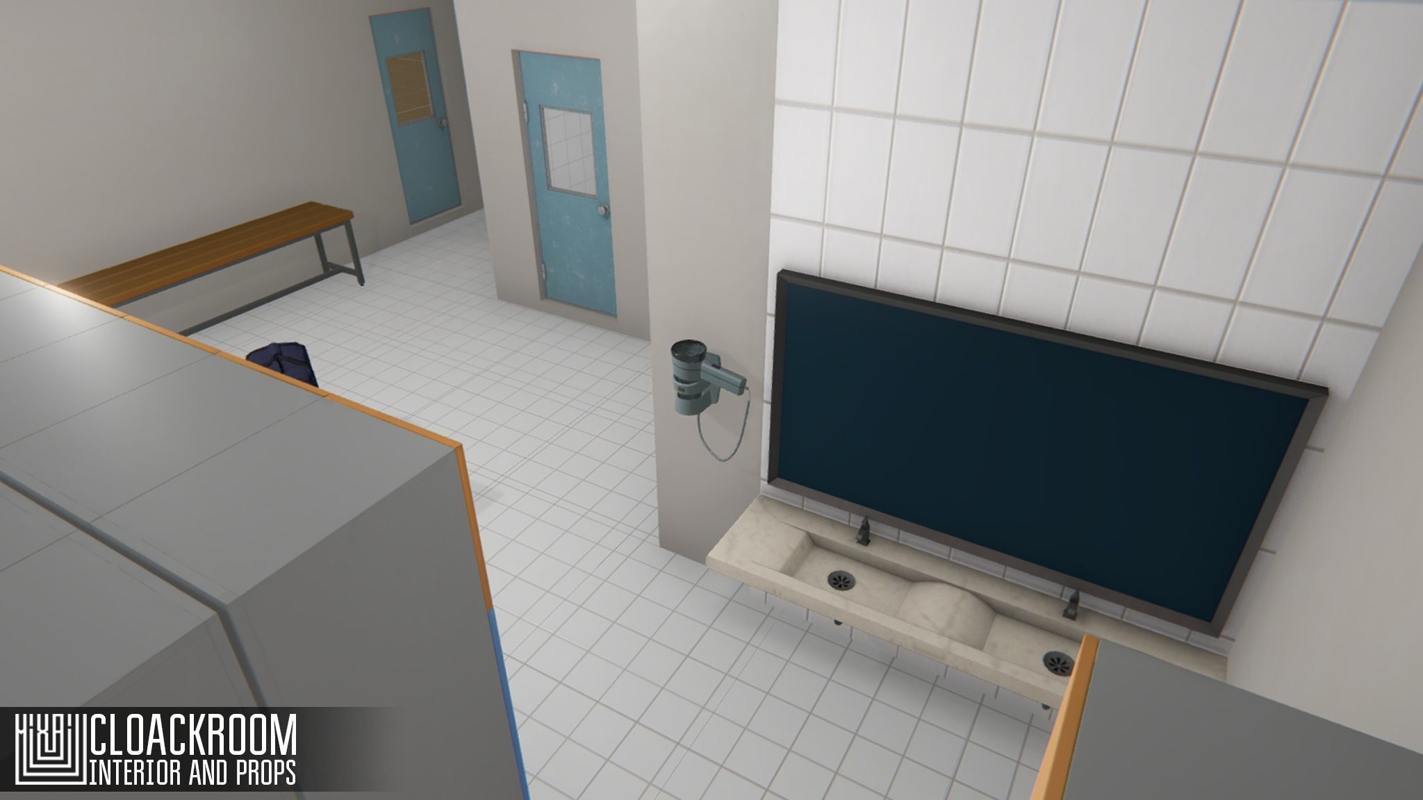 Cloackroom - interior and props Low-poly 3D model_8
