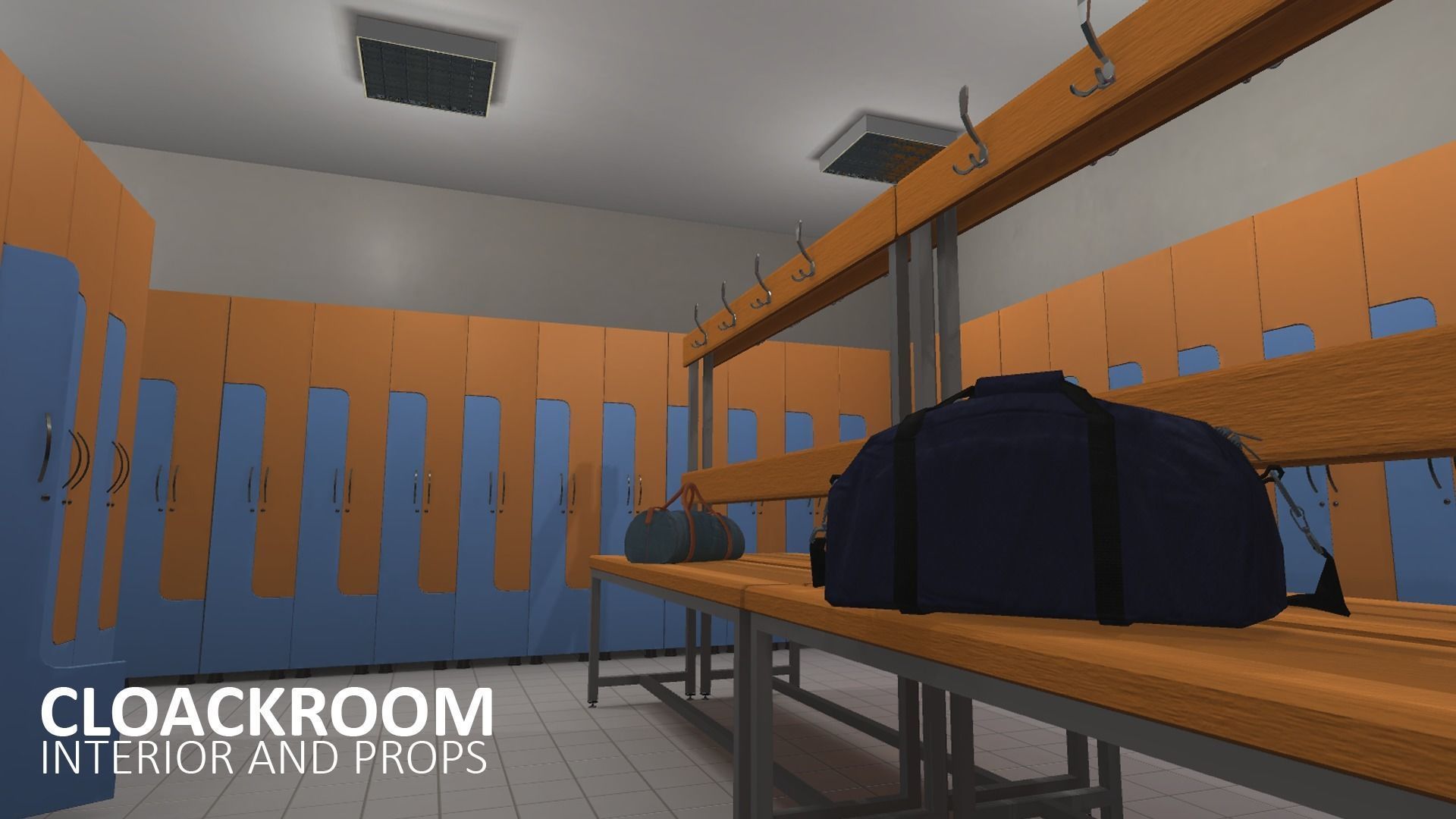 Cloackroom - interior and props Low-poly 3D model_14