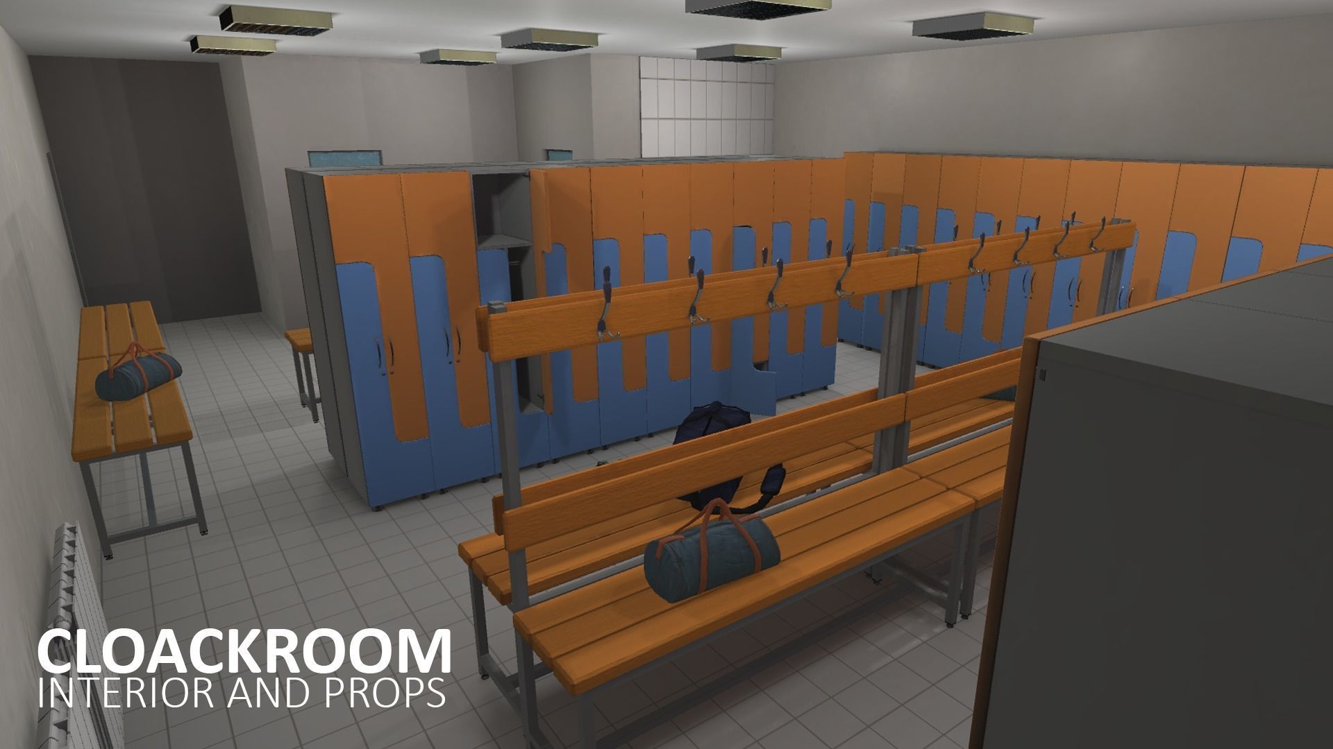 Cloackroom - interior and props Low-poly 3D model_10