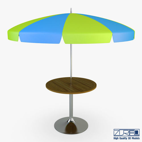 Patio table with umbrella v 1 3D model