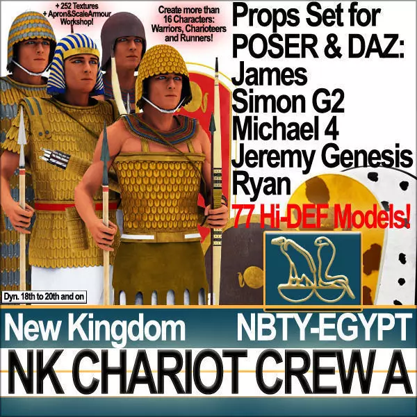 Ancient Egyptian War Chariot Crew NK Props Poser Daz A 3D model_0