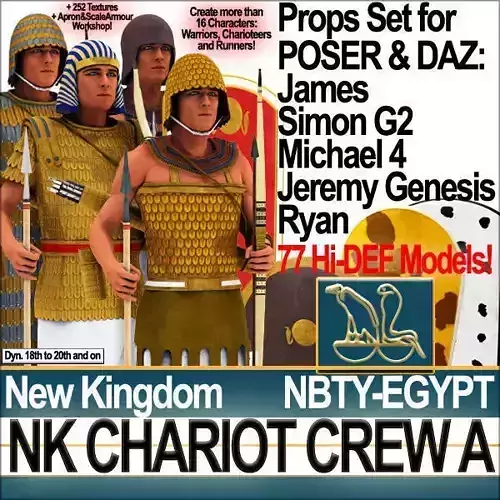 Ancient Egyptian War Chariot Crew NK Props Poser Daz A 3D model