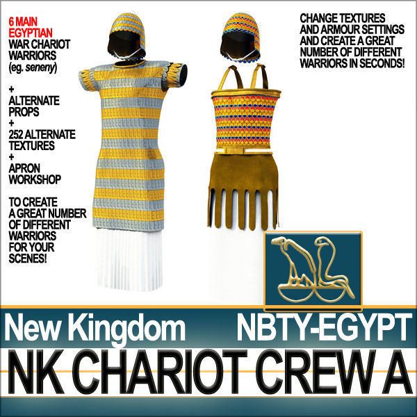 Ancient Egyptian War Chariot Crew NK Props Poser Daz A 3D model_33