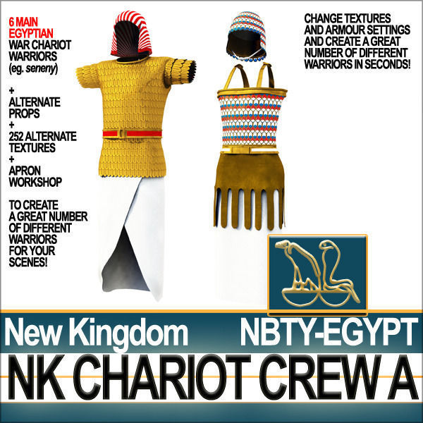 Ancient Egyptian War Chariot Crew NK Props Poser Daz A 3D model_31
