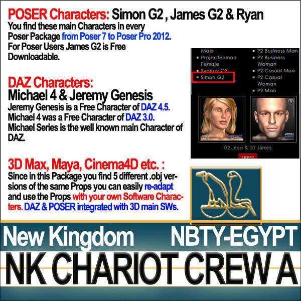 Ancient Egyptian War Chariot Crew NK Props Poser Daz A 3D model_1