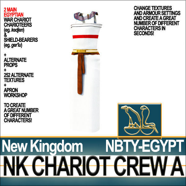 Ancient Egyptian War Chariot Crew NK Props Poser Daz A 3D model_36