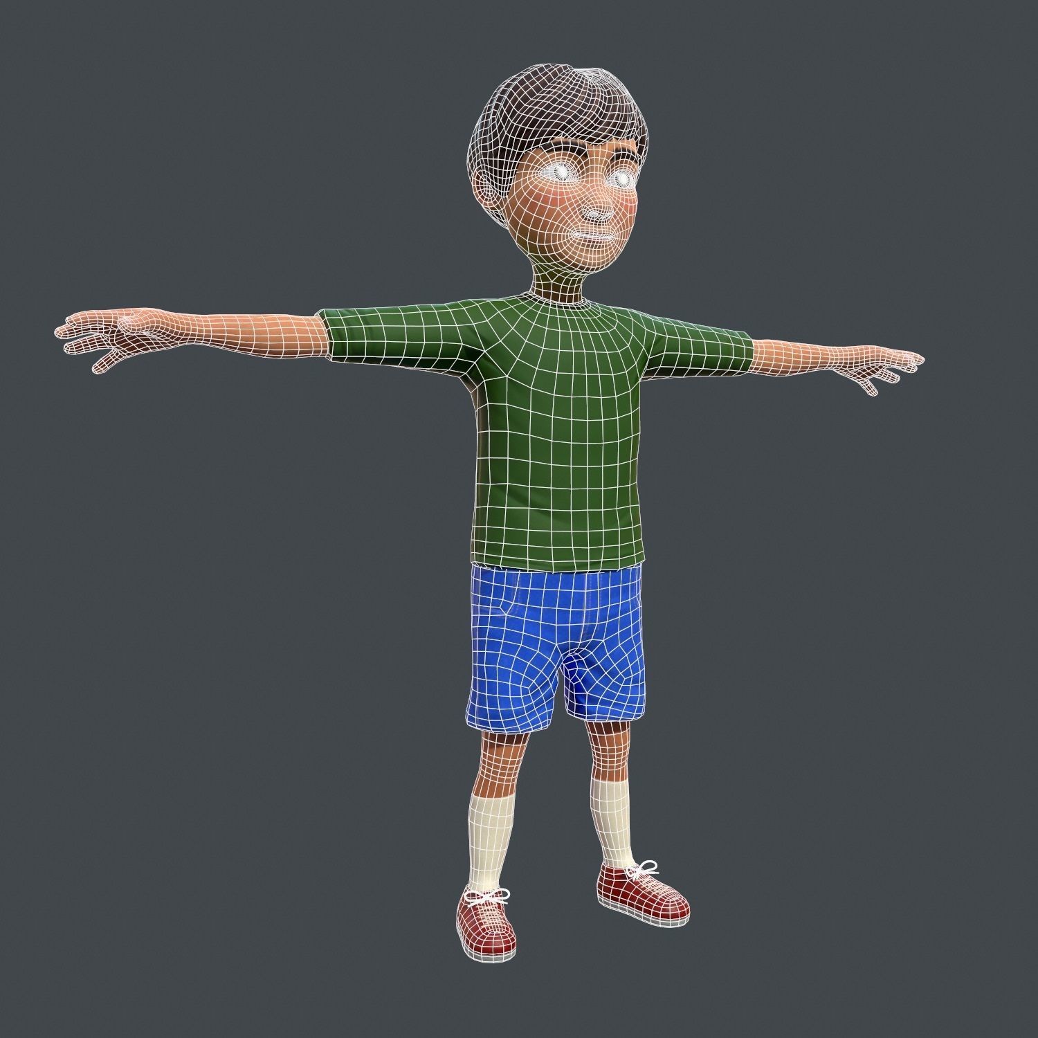 Cartoony Child Low-poly 3D model_1