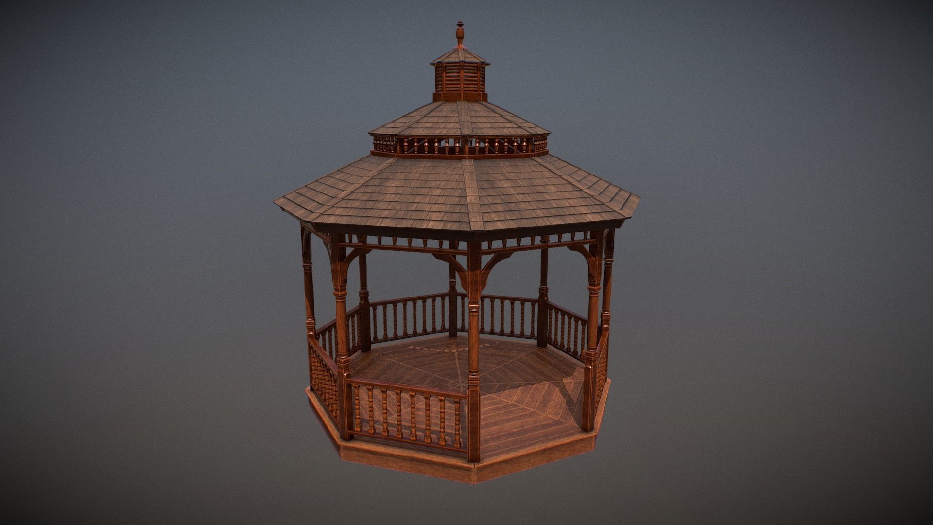 Garden Gazebo pbr Low-poly 3D model_9
