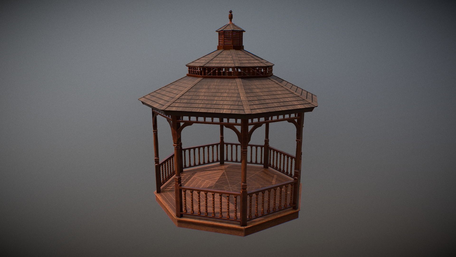Garden Gazebo pbr Low-poly 3D model_4