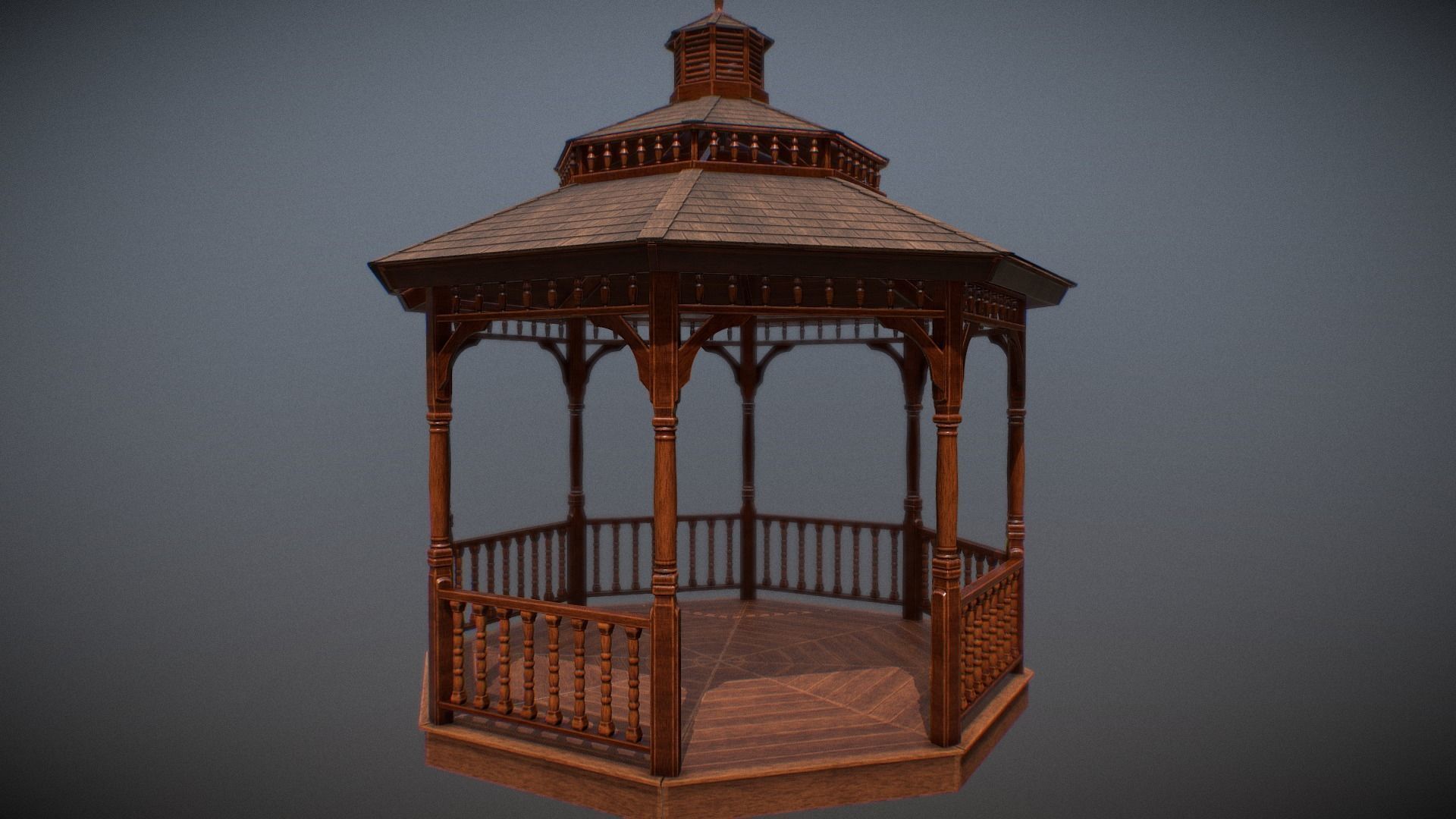 Garden Gazebo pbr Low-poly 3D model_2