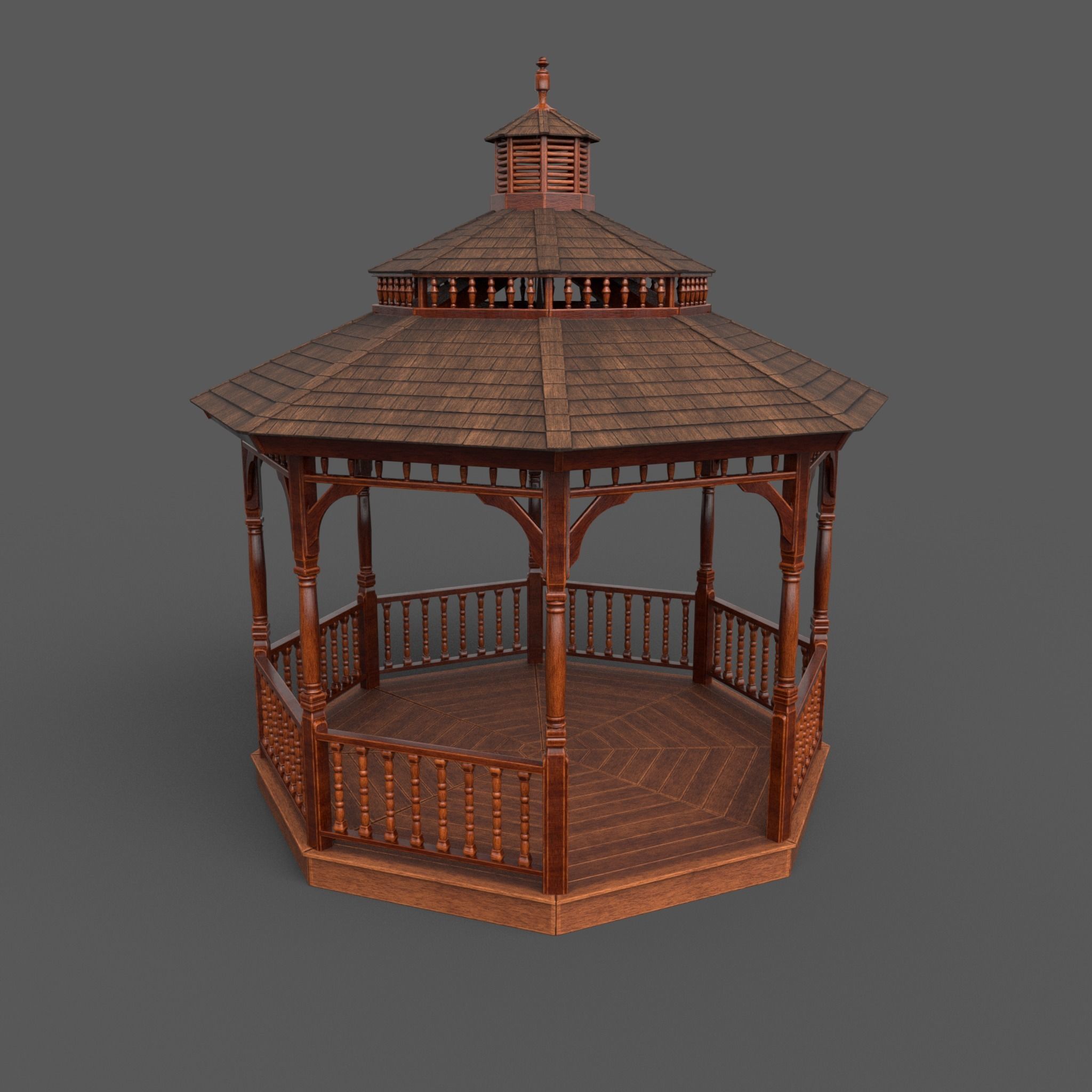 Garden Gazebo pbr Low-poly 3D model_3