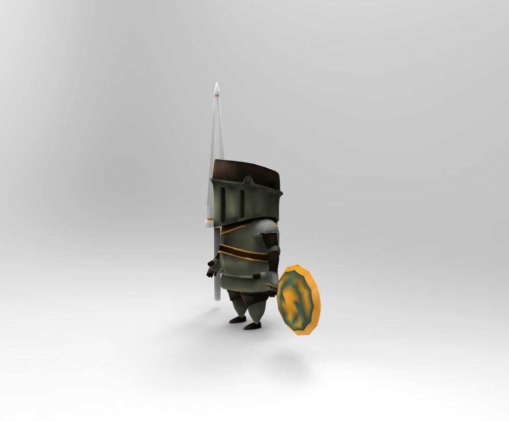 Cartoon Knight  Low-poly 3D model_3