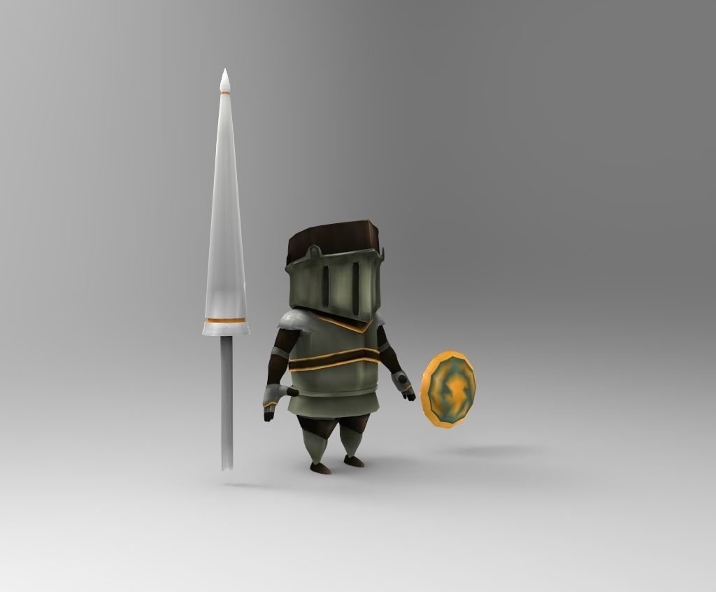 Cartoon Knight  Low-poly 3D model_7