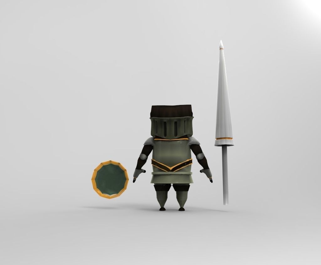 Cartoon Knight  Low-poly 3D model_5