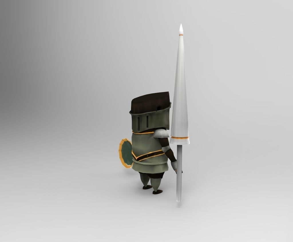 Cartoon Knight  Low-poly 3D model_4