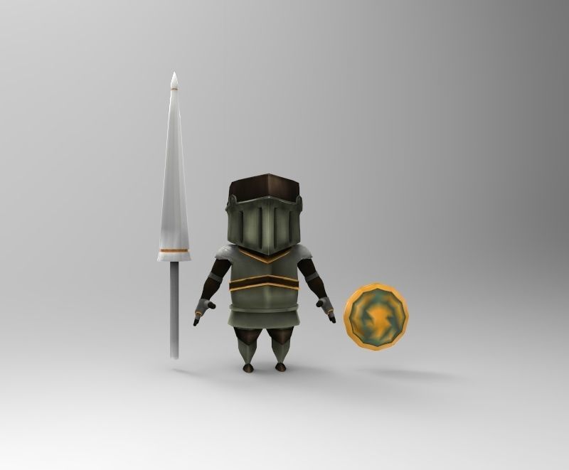 Cartoon Knight  Low-poly 3D model_1