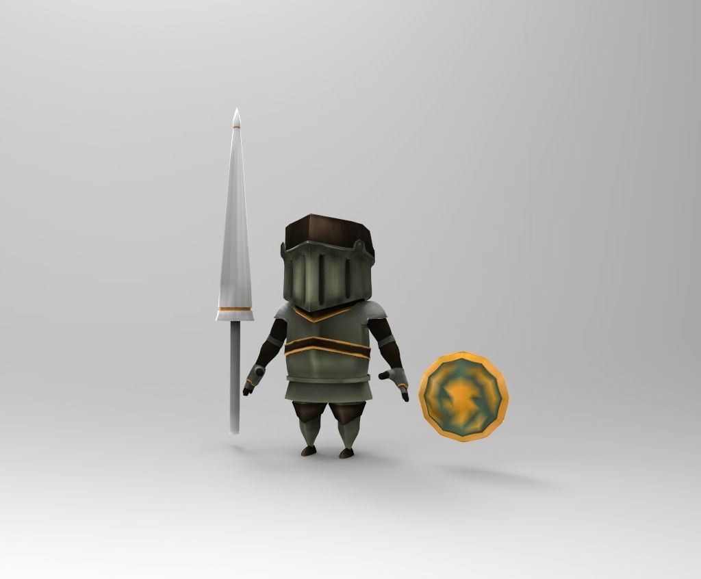 Cartoon Knight  Low-poly 3D model_2