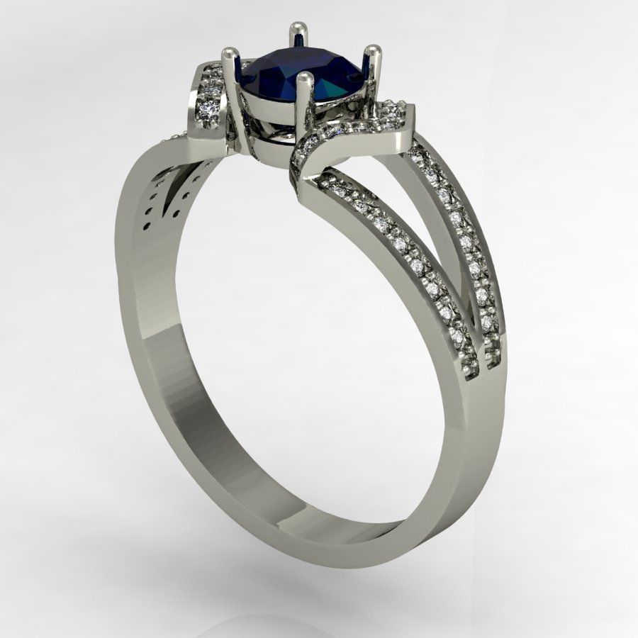 classic ring with gems    3D print model_2