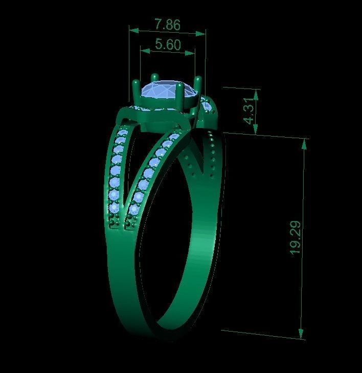 classic ring with gems    3D print model_4