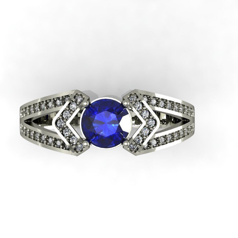 classic ring with gems    3D print model_1