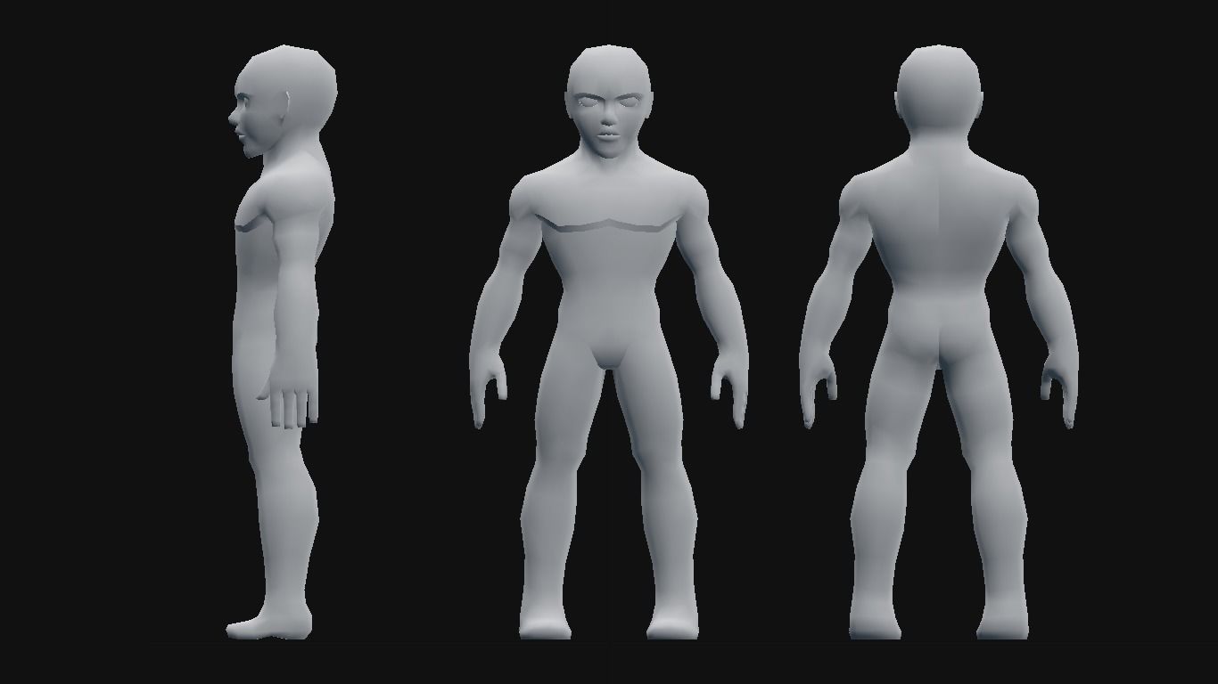 Stylized Male Base Mesh Low-poly 3D model_1