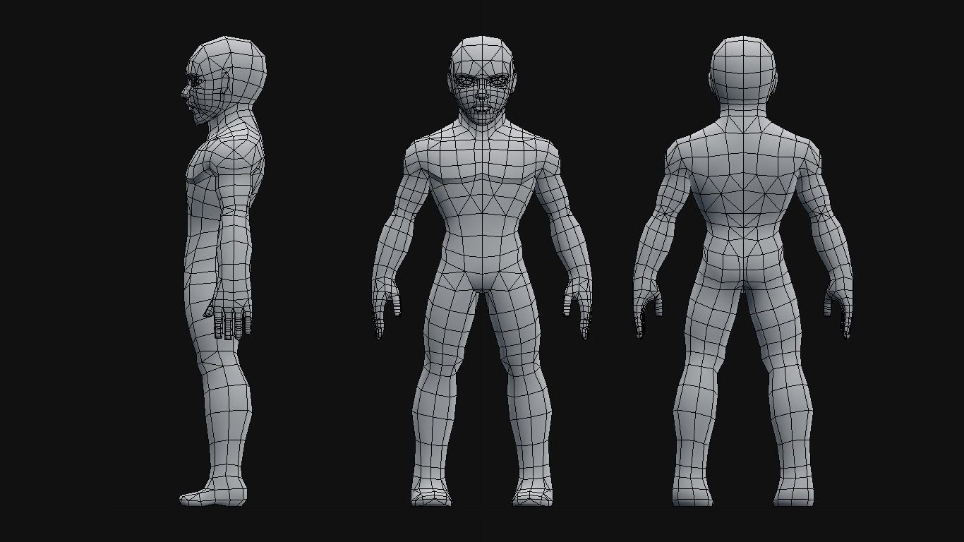 Stylized Male Base Mesh Low-poly 3D model_2