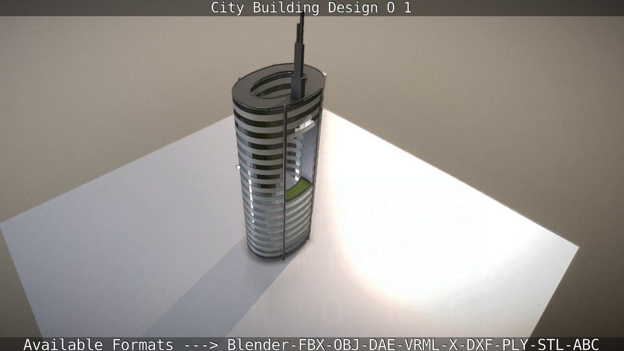 City Building Design O-1 Low-poly 3D model_16