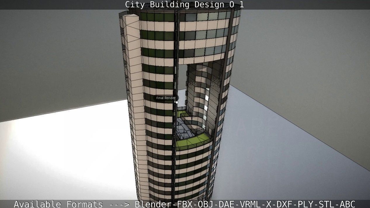 City Building Design O-1 Low-poly 3D model_86