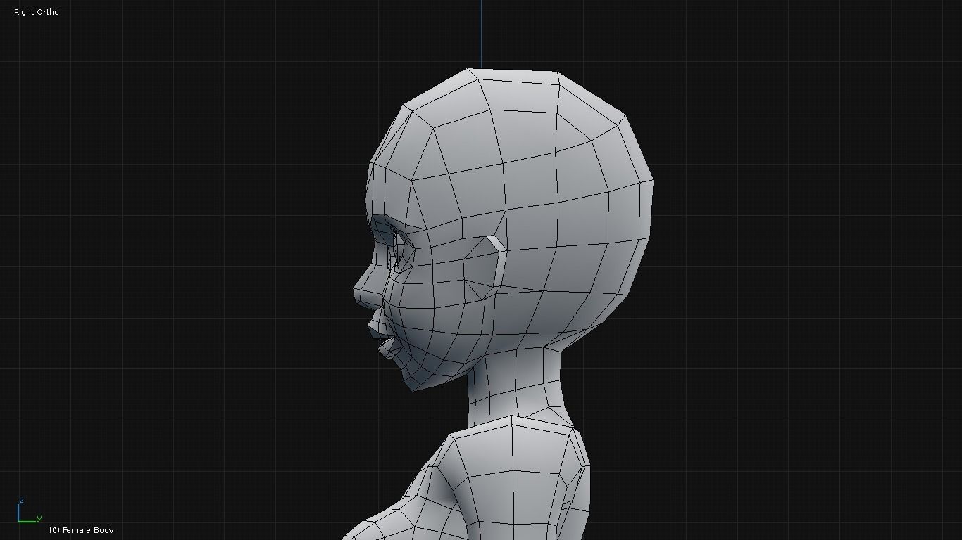 Stylized Female Base Mesh Low-poly 3D model_4
