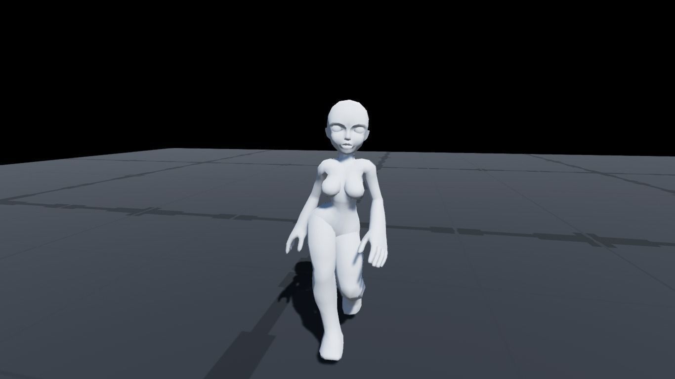 Stylized Female Base Mesh Low-poly 3D model_11