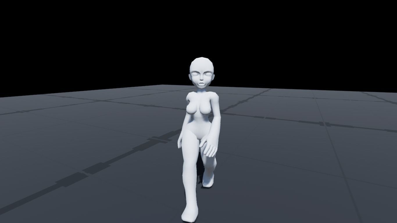 Stylized Female Base Mesh Low-poly 3D model_9