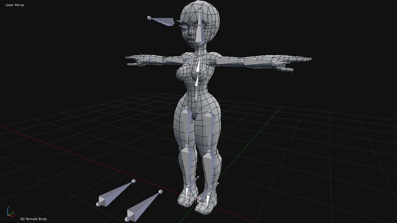 Stylized Female Base Mesh Low-poly 3D model_7