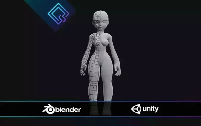 Stylized Female Base Mesh Low-poly 3D model
