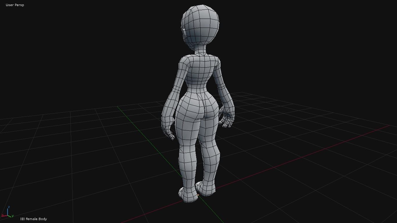 Stylized Female Base Mesh Low-poly 3D model_6