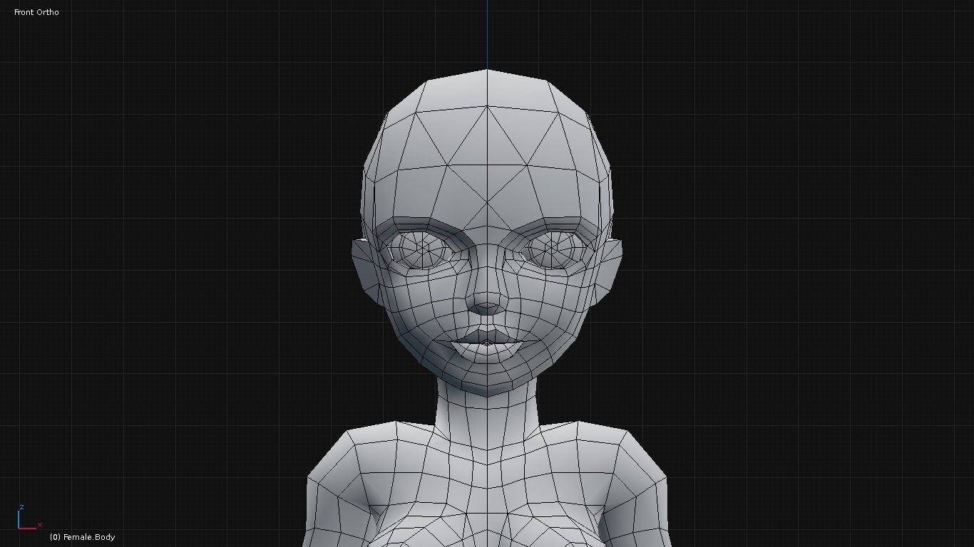 Stylized Female Base Mesh Low-poly 3D model_3