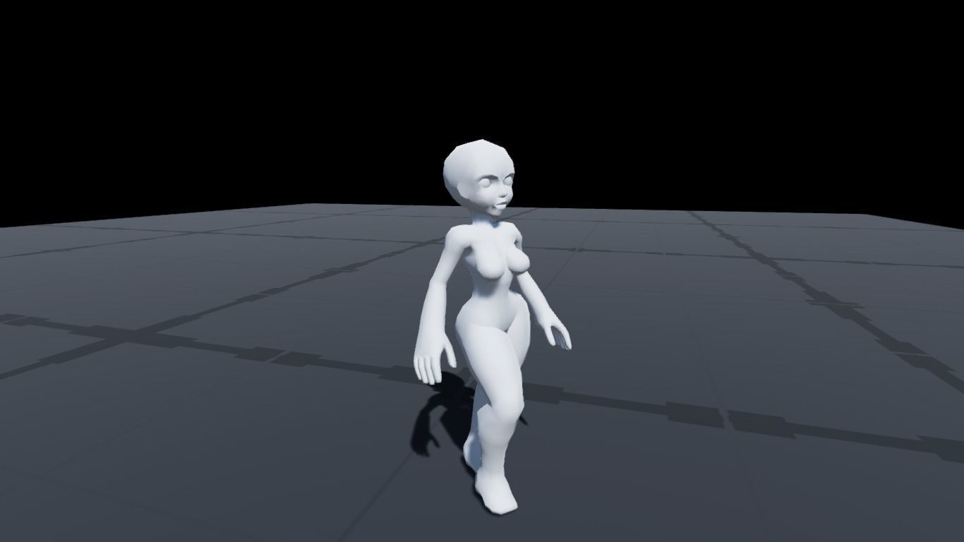 Stylized Female Base Mesh Low-poly 3D model_12