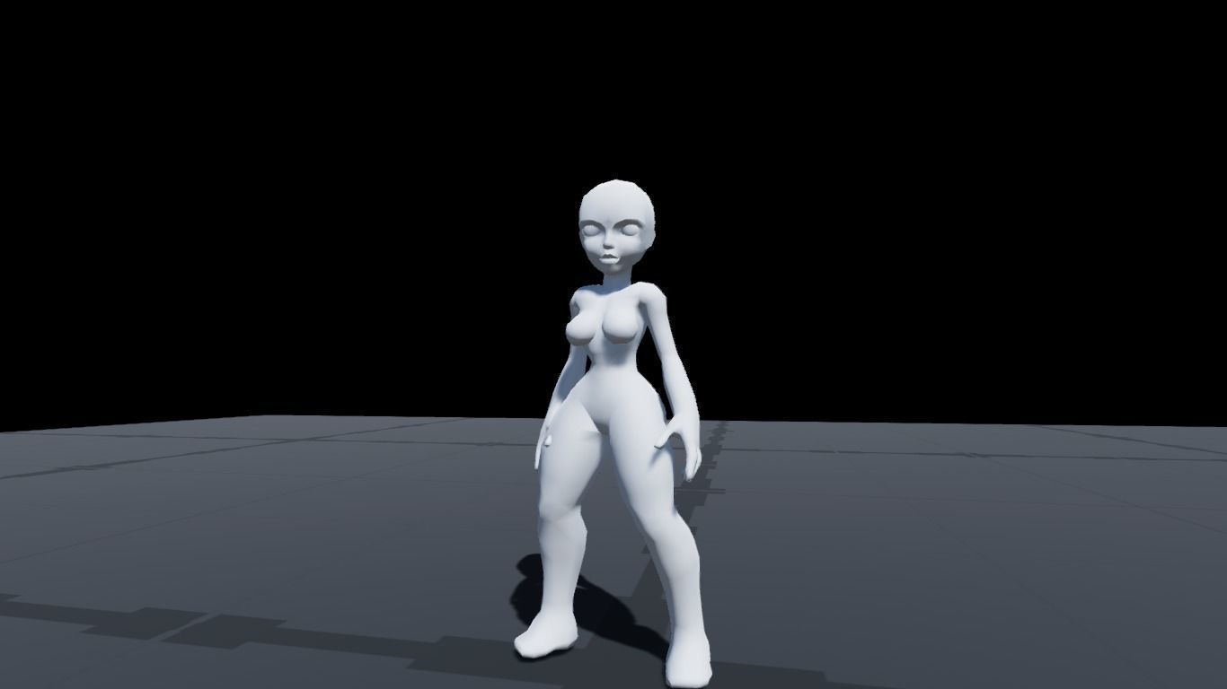 Stylized Female Base Mesh Low-poly 3D model_8