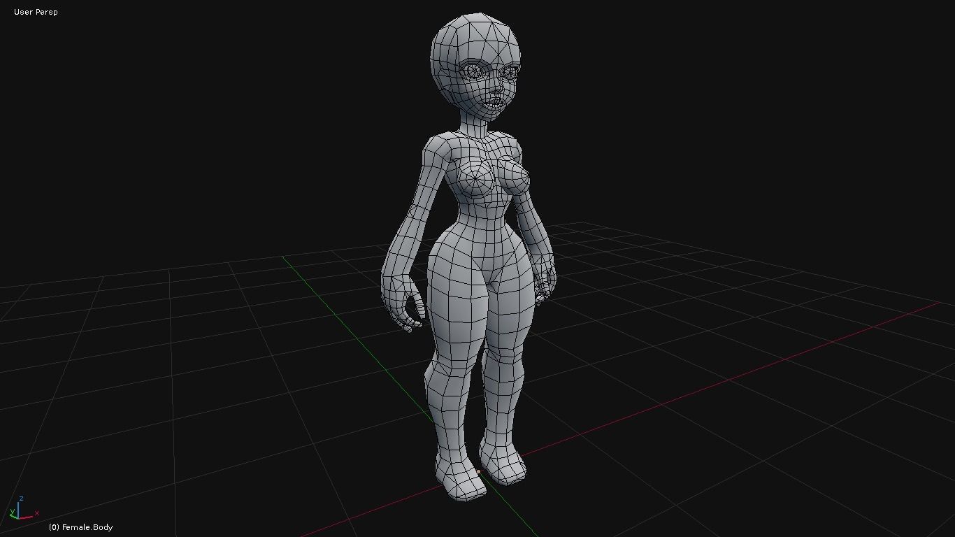 Stylized Female Base Mesh Low-poly 3D model_5