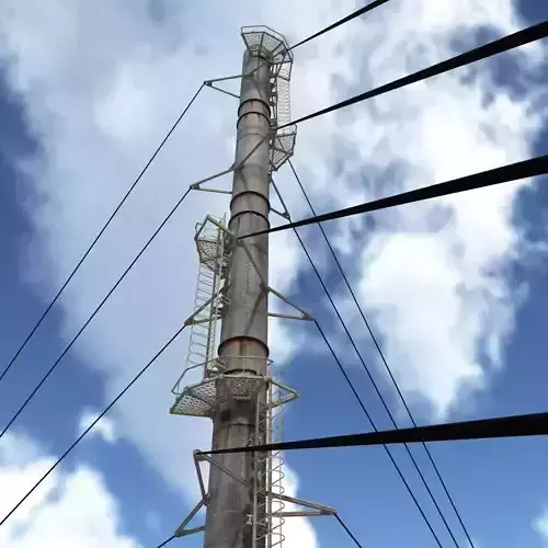 Chimney Factory Low Poly 3d Model