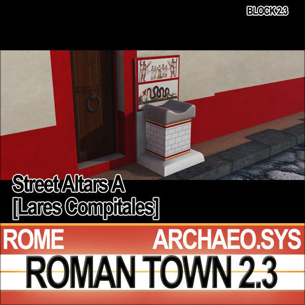 Roman Town Street Altars A 2 3 Low Poly Lares Compitales 3D model_5