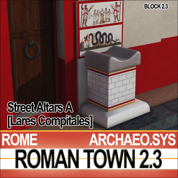 Roman Town Street Altars A 2 3 Low Poly Lares Compitales 3D model_3