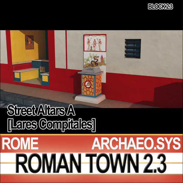 Roman Town Street Altars A 2 3 Low Poly Lares Compitales 3D model_4